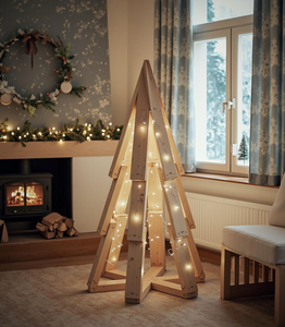 Wooden Christmas <b>Tree</b> Ornament <b>Stand</b> Festive Rustic Home Decor by barkah star - Product Image 1