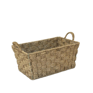 Panier de rangement tressé à la main en osier et jonc de mer avec poignée, vente en gros XH - Product Image 2