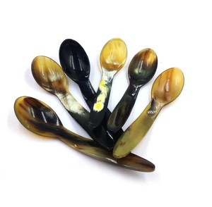 Horn <b>Spoon</b> for Serving Jams Herbal Powders Salt or Organic Cosmetics in Natural horn <b>spoon</b> and wood <b>spoon</b> flatware cutlery - Product Image 3