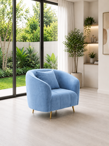 Canapé modulaire moderne en bois bleu Alexis avec tissu personnalisé, trois places, design modulaire pour hôtel, hôpital, villa, décoration de salon - Product Image 2