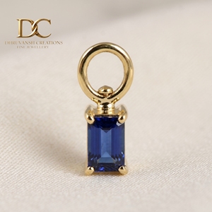 9K Solid Gold Minimalist Charm Pendant With Lab Grown Royal <b>Blue</b> <b>Sapphire</b> Claw Setting Women <b>Bracelet</b> Necklace Fine Jewelry - Product Image 2