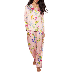Conjunto de 2 Piezas de Satén Ligero para Mujer, Pantalones Cortos y Camiseta de Manga Corta con Cuello Camisero y Botones, Ropa de Dormir Informal para Primavera/Verano - Product Image 4