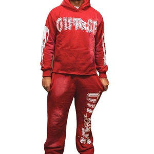 Survêtement en polaire Gym Fitness Tech avec logo personnalisé pour hommes, vêtements de sport 100% coton deux pièces, pantalons de survêtement d'entraînement, de jogging et de rue - Product Image 1