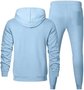 Conjunto deportivo de hombre con sudadera con capucha y pantalones de chándal, diseñado para entrenamientos en el gimnasio, entrenamiento al aire libre y uso diario informal. - Product Image 2