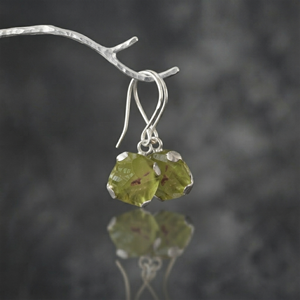 Raw Quartz <b>Dangle</b> Wire <b>Earrings</b> <b>Gold</b> Plated Prong Set Gemstone Jewelry Minimalist Women's - Product Image 5