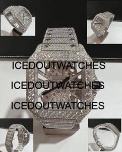 Montre squelette entièrement sertie de moissanite, finition argent poli, conçue pour un style audacieux, haut de gamme et tendance, idéale pour les bijoux hip-hop. - Product Image 2