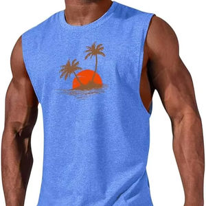 Camisetas sin mangas para hombre al por mayor, precio de mayoreo, colores sólidos y variados, ropa deportiva sin mangas para hombre - Product Image 1