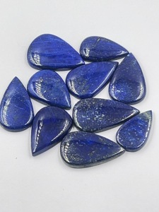Lot de 10 cabochons en pierre précieuse naturelle Lapis Lazuli, forme poire, 92g, vente en gros, fournisseur en vrac de pierres précieuses pour les acheteurs chinois - Product Image 1