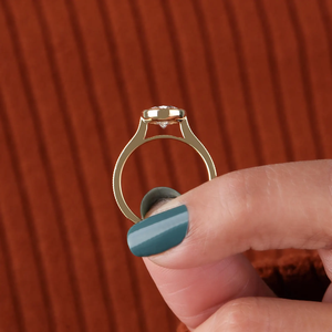 3 Carat Oval Lab Diamond Engagement <b>Ring</b> _ Yellow <b>Gold</b> Milgrain Bezel <b>Set</b> - Product Image 3