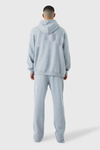 mens track suit <b>fleece</b> <b>hoodie</b> and jogger pants set oversized pullover <b>fleece</b> tracksuit casual winter activewear two piece gym - Product Image 2