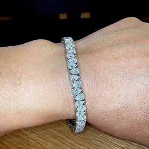 Bracelet tennis en argent 925 plaqué or avec moissanite, forme poire, serti griffe, style hip-hop, 15g, unisexe, cadeau de mariage - Product Image 2