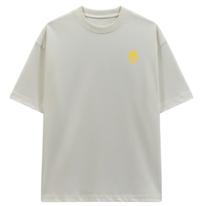 Men Oversized Light Grey T Shirt Short Sleeve Crew Neck Cotton Casual Streetwear Top <b>Small</b> <b>Chest</b> Logo Summer Tee - Product Image 1