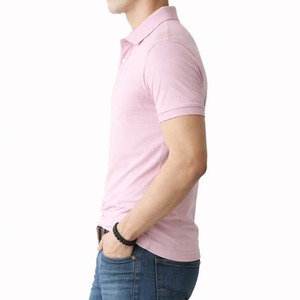 เสื้อโปโลผู้ชายสีชมพูพาสเทลพิมพ์ลายกันยับ แขนสั้น ผ้าปิเก้คอตตอน ทรงเข้ารูป สไตล์ลำลอง แฟชั่นกอล์ฟ สำหรับขายส่ง - Product Image 3