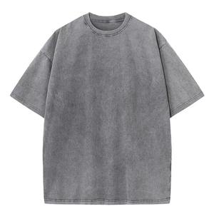 T-shirt à manches courtes col rond vintage surdimensionné en coton 100% 230 g/m² lavé à l'acide de haute qualité K_T pour hommes, impression personnalisée - Product Image 1