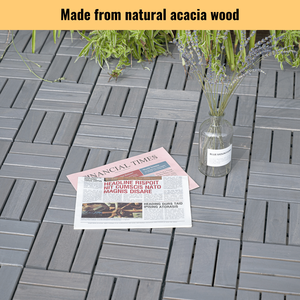 30 Pezzi Piastrelle Incastrabili in Legno di Acacia Grigio Chiaro, Motivo a Scacchi 30x30 cm per Pavimentazione Esterna e Balcone - Product Image 2
