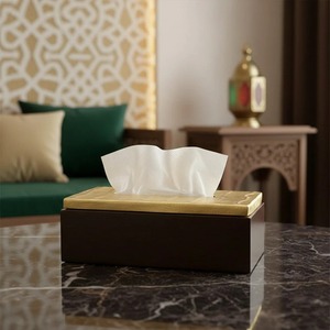 Top Quality Metal <b>Tissue</b> <b>Box</b> with Wooden Base Convenient Napkin <b>Holder</b> for Home Hotel & Office Tabletop Use At Bulk - Product Image 1