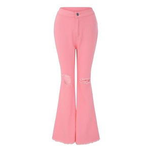 Jeans en denim personnalisés pour femmes, pantalon évasé, coupe ample, extensible, élégant - Product Image 4