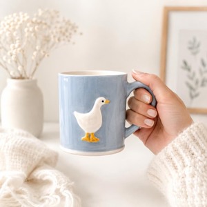 New Arrival Ceramic Coffee <b>Mug</b> With Cute Duck Design Matte Blue Glaze <b>For</b> Home Use - Product Image 5