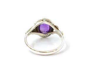 Bague artisanale en améthyste en argent sterling 925, bijou de fiançailles en pierre précieuse violette, cadeau pour femme - Product Image 3