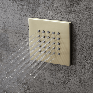 Il sistema doccia a pioggia termostatica da 16 pollici in oro spazzolato include doccia portatile e spray a getto a 3 corpi - Product Image 1