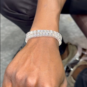 Bracelet tennis superposé unisexe en moissanite plaqué or et argent, style hip-hop de luxe, serti de diamants en griffes, chaîne de poignet superposée - Product Image 4