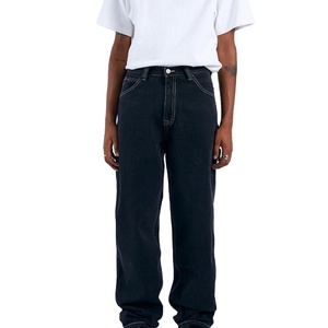 Jeans Holgados Vintage para Hombre, Estilo Casual Urbano, Pierna Recta, Denim Lavado, Cintura Media, Denim Tejido de Alta Calidad, Logotipo Personalizado OEM - Product Image 1