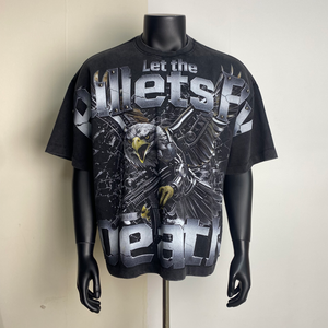 T-shirt personnalisé à manches longues et col rond pour homme, imprimé numériquement, motif quadrillé rouge et noir, en polyester/coton, délavé à l'acide, respirant et écologique - Product Image 2
