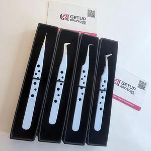 Pince à épiler pour cils GETUP BROSONS IMPEX en acier inoxydable de précision, antistatique, à pointe lisse de 10 mm, emballage personnalisable avec logo - Product Image 4