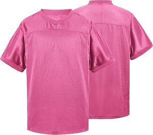 Maillot de sport rose en polyester léger à manches courtes en mesh, importé - Product Image 1