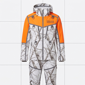 MALUZA INDUSTRIES Professional Custom Waterproof 10,000mm Windproof Insulated Hooded Zipper Mountain Snow <b>Jumpsuit</b> <b>for</b> <b>Men</b> OEM - Product Image 1