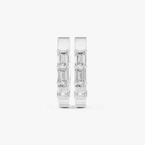Pendientes de Aro Huggie de Oro Amarillo de 9K con Diamante Cultivado en Laboratorio de Corte Esmeralda de 0.34CT, Joyería Fina Personalizada OEM al por Mayor - Product Image 5