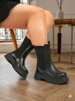 Bottes de moto tendance à semelle épaisse et plateforme, mi-mollet, en maille confortable, avec lacets et bande élastique, coupe large, prix usine