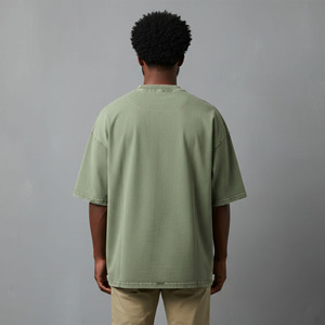 Hot Selling Customizable Streetwear Loose Fit Drop Shoulder 100% Cotton 210g Heavyweight Summer Casual wear Men's T-Shirt - Product Image 3