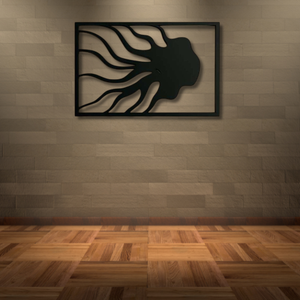 Arte de Pared Metálico Abstracto Moderno Personalizado, Silueta de Cara de Pulpo Medusa Cortada con Láser, Escultura Colgante de Hierro Negro para Sala de Estar - Product Image 3