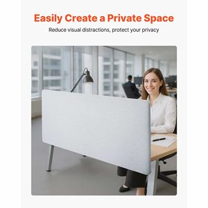 Divisorio per Scrivania da Ufficio Moderno 60x24 Pollici, Pannello Privacy a Morsetto per Postazioni di Lavoro e Cubicoli in PET - Product Image 2