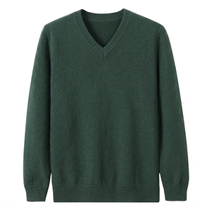 Pull en maille col V pour homme, décontracté, à manches longues, côtelé, chaud pour l'hiver, couleur unie beige taupe, pull tendance - Product Image 2