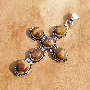 จี้ทองเหลืองประดับพลอยตาเสือธรรมชาติเพื่อการปกป้อง เสริมความมั่นใจ พลังบำบัด พร้อมส่งออก ราคาจากอินเดีย - Product Image 2