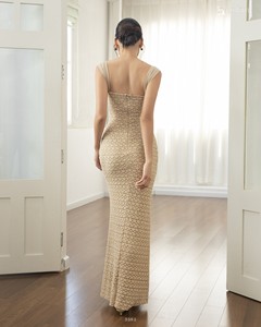เดรสยาวผู้หญิงขายส่ง - ผ้าลูกไม้ยาวพร้อมโบว์ผูกไหล่ ET3383 - Product Image 6