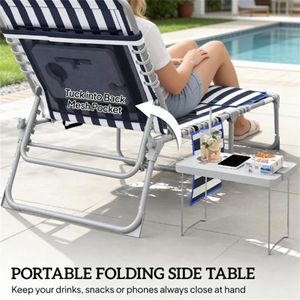 Sedia Pieghevole Blu e Bianca per il Tempo Libero, Sedia per Prendere il Sole e Relax - Product Image 2