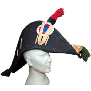 Sombrero Tricornio Estilo Inglés, Lana Negra, Bordado a Mano con Pompón Rojo y Azul, Sombrero de Fiesta de Invierno para Hombre Adulto, 56-58CM - Product Image 1