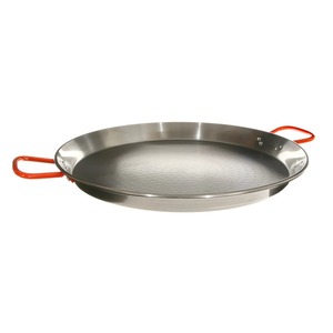 Round Stainless Steel Paella Pan With <b>Red</b> Handles Durable For Gas And Induction Cooker Hand Wash Only - Product Image 3