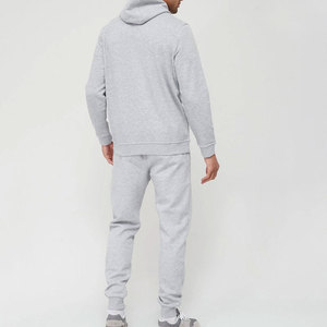 Ensemble de survêtement gris à capuche pour hommes, couleur unie, sweat-shirt et pantalon décontractés de longueur intégrale avec poches latérales, taille élastique, vêtements d'automne - Product Image 3