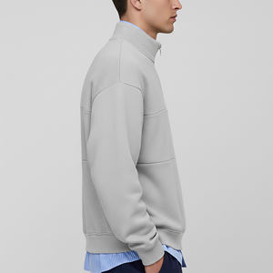 เสื้อฮู้ดแฟชั่นฤดูหนาวทรงหลวมแบบซิป ¼ ตัว ผลิตตามสั่ง OEM/ODM ปักโลโก้ตามแบบที่ต้องการ เนื้อผ้าหนา 100% - Product Image 2