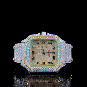 Montre-bracelet élégante en alliage de quartz avec boîtier carré, cadran de 42 mm, bracelet de 20 mm, aiguille en moissanite couleur D VVS1, montre de luxe de précision pour les soirées - Product Image 1