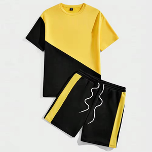 Conjunto de camiseta y pantalones cortos de verano para hombre, talla grande, bordados, de alta calidad, transpirables, de poliéster/algodón - Product Image 1