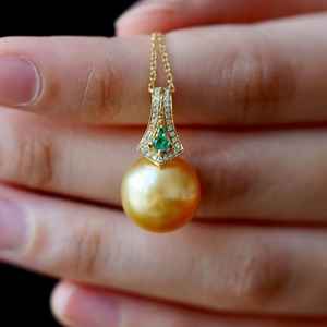 Colgante de Perla Natural Esmeralda Marina, Plata de Ley 925, Chapado en Oro de 14K, Joyería Fina Hecha a Mano, Regalo para Mujer - Product Image 5