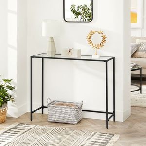 Elegant Metal <b>Console</b> <b>Table</b> With Glass Top Strong Base Accent Furniture For Stylish Interior Spaces - Product Image 2