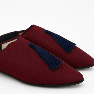 Burgundy Tasselled Moccasin <b>Slippers</b> for Women - Product Image 1