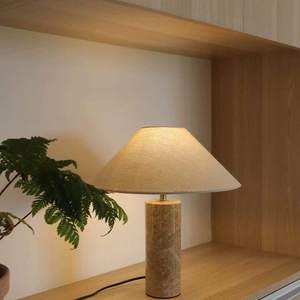 Lámpara de Mesa LED de Estilo Wabi-Sabi de Mármol Blanco, Diseño Vintage Retro, con Interruptor de Botón, para Decoración de Sala de Estar y Dormitorio - Product Image 4