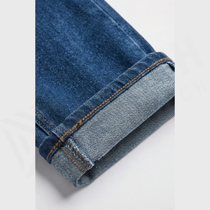 Jean en denim délavé coupe droite slim pour homme, taille mi-haute, en coton, style décontracté automne - Product Image 6